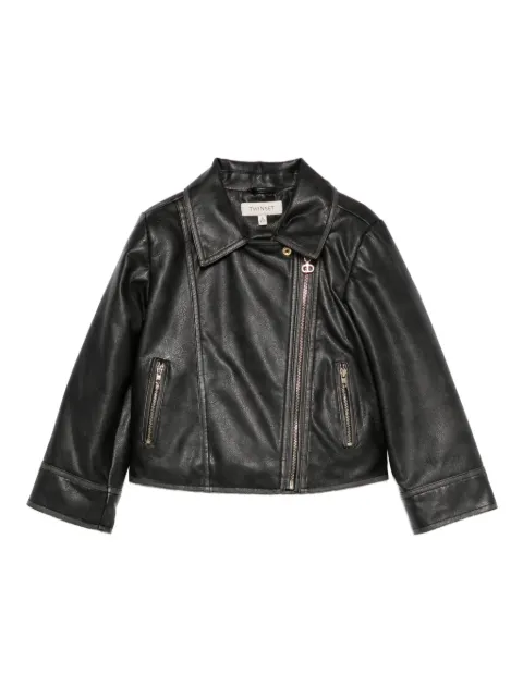 TWINSET Kids zip-fastening leather jacket