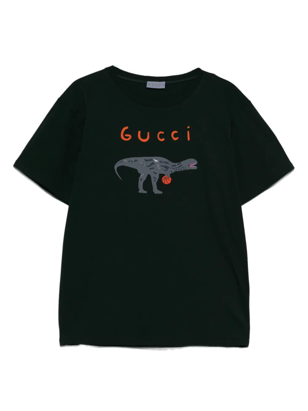 Gucci Dinosaur-print Cotton T-shirt In Black