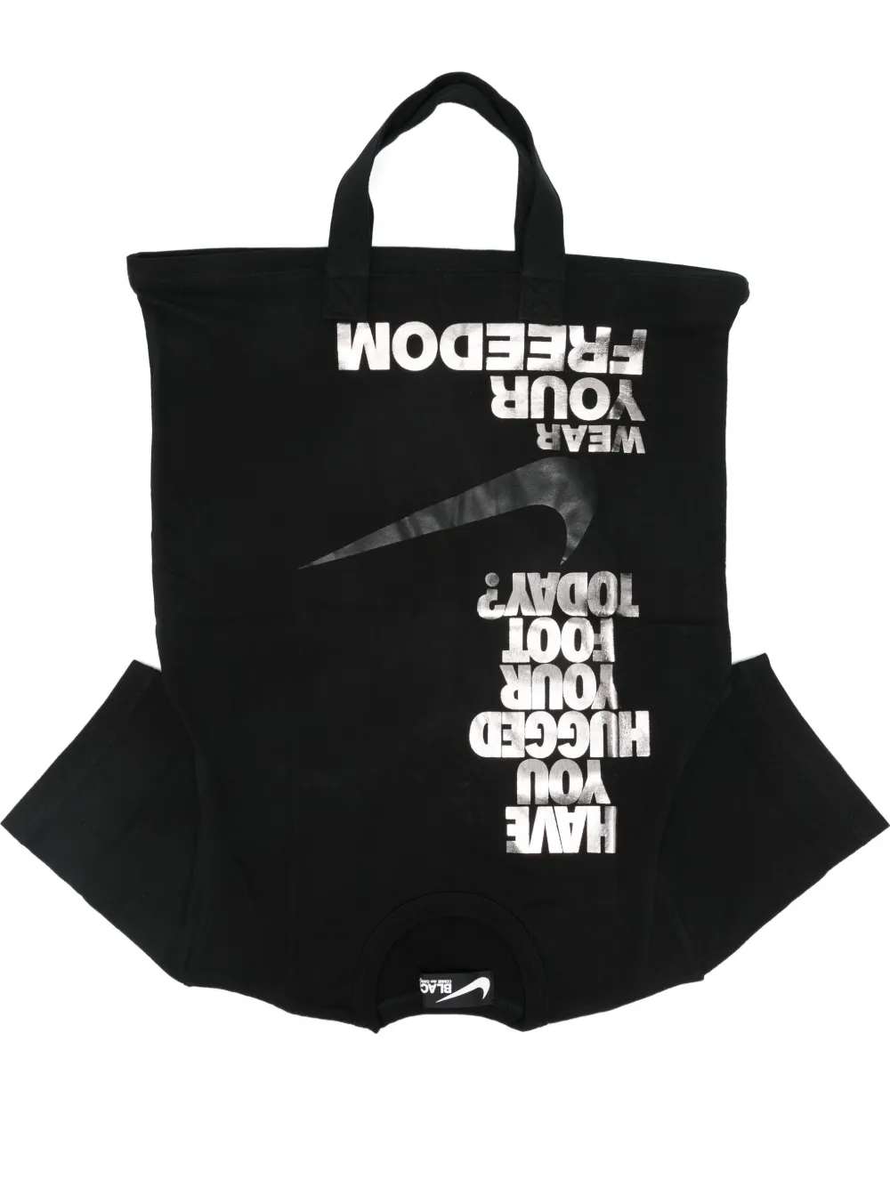 Black Comme Des Garçons x Nike slogan-print tote bag | Black | Image 1