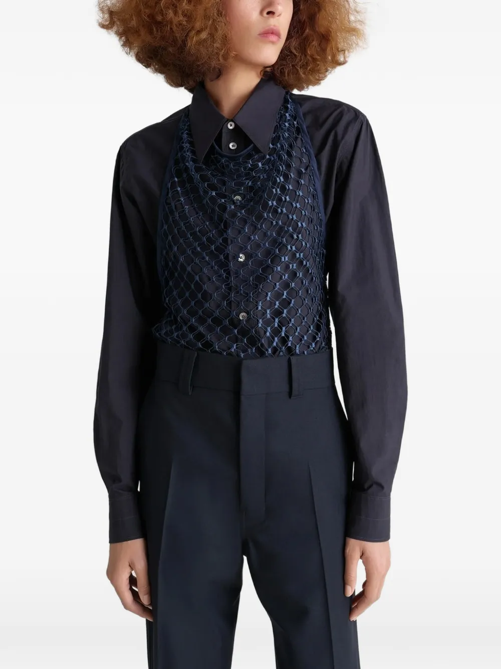 LEMAIRE Fishnet haltertop Blauw