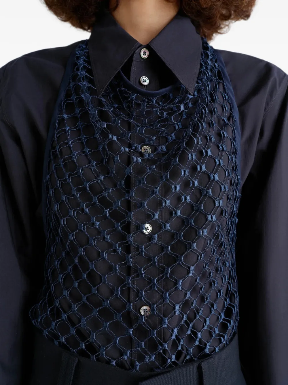 LEMAIRE Fishnet haltertop Blauw