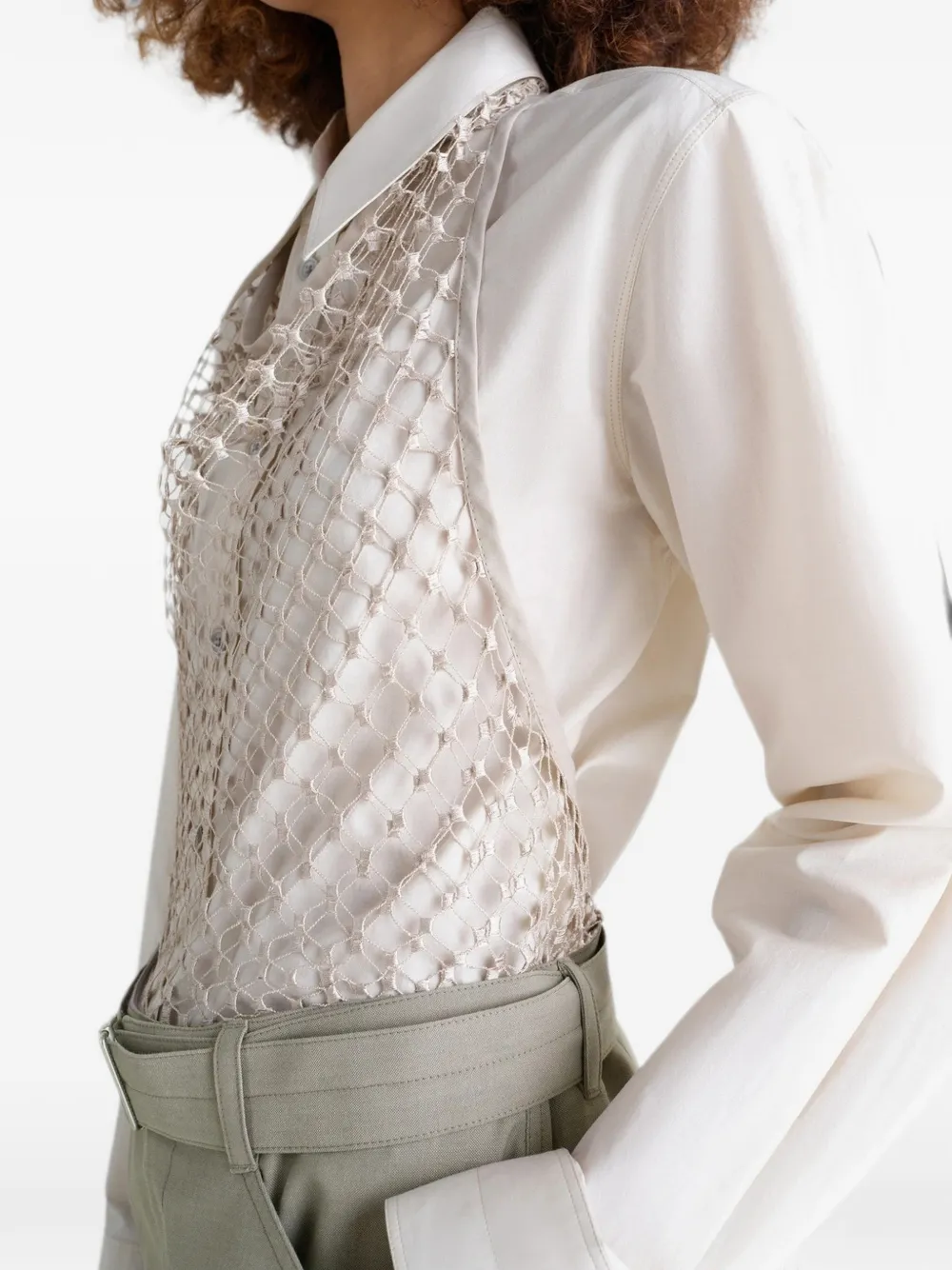 LEMAIRE Fishnet haltertop Beige