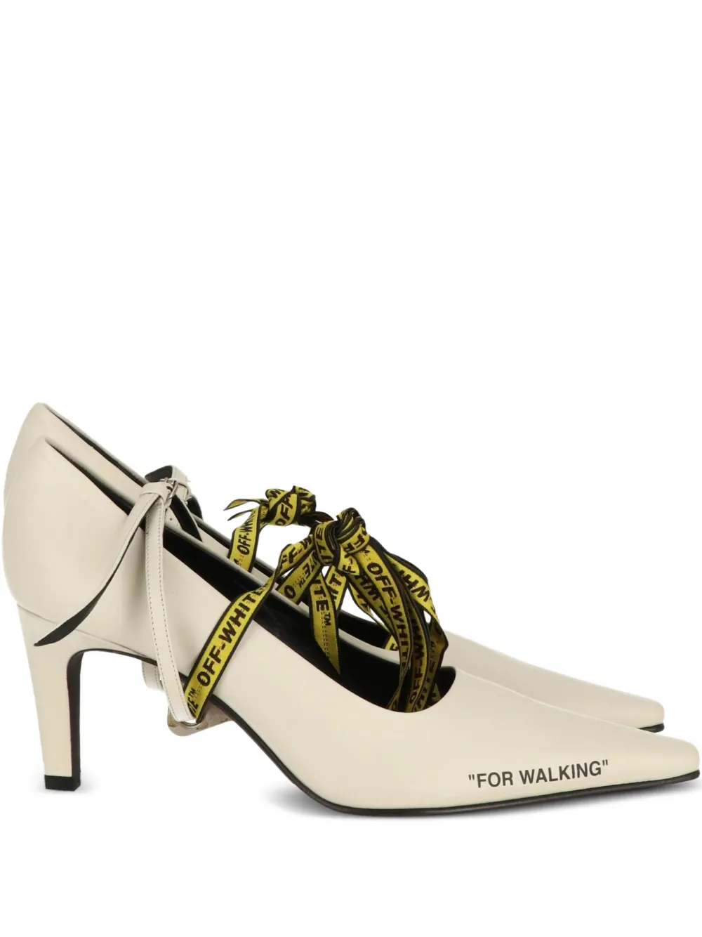 Off-White ribbon-tie pointed pumps | White | Image 1
