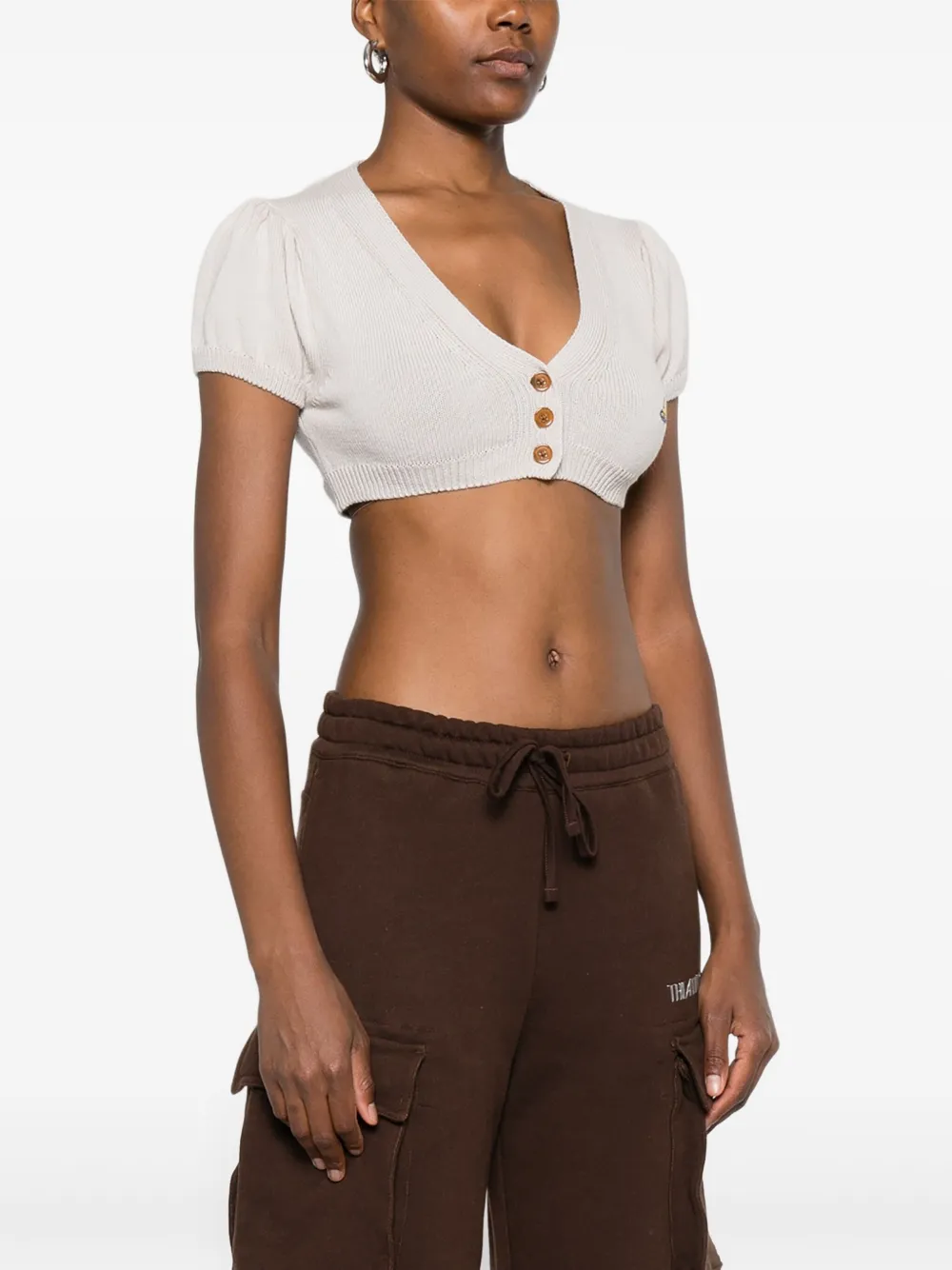 Vivienne Westwood パフスリーブ クロップド カーディガン | ホワイト