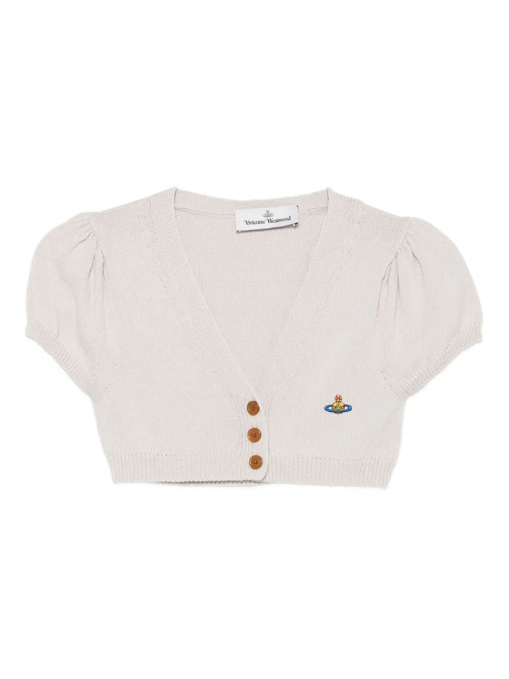 Vivienne Westwood puff-sleeve Orb cropped cardigan | White | Image 1