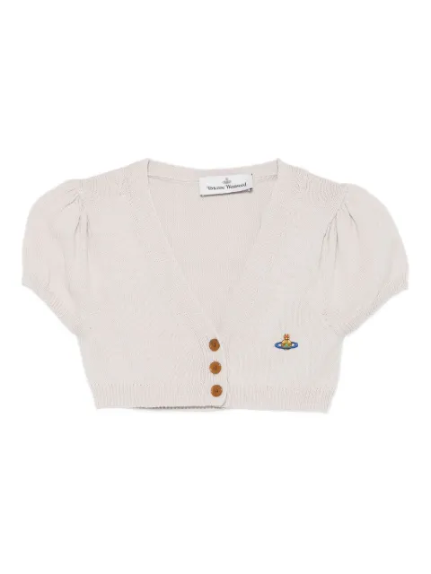 Vivienne Westwood puff-sleeve Orb cropped cardigan