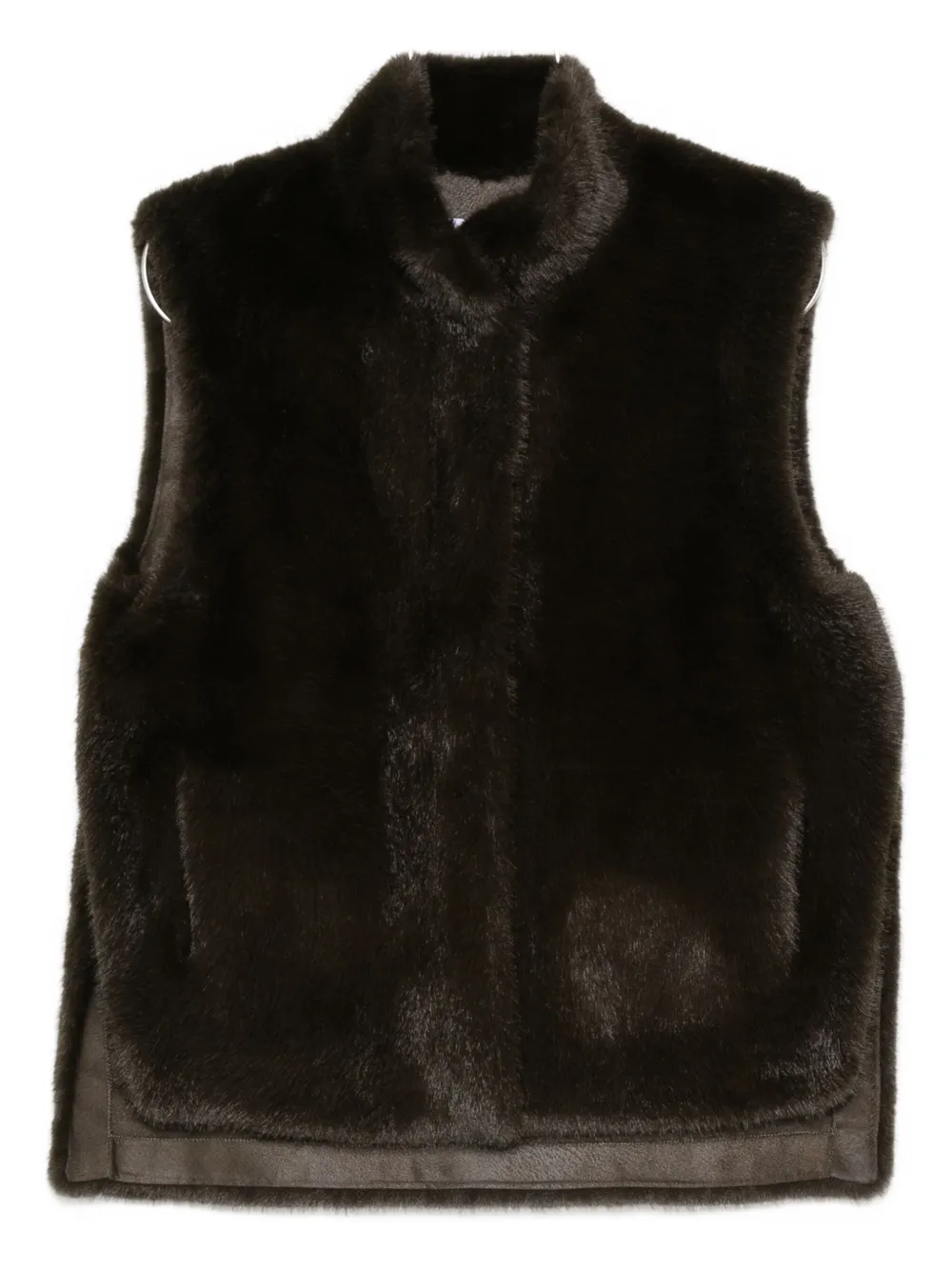 Gotha Collarless Gilet In Green