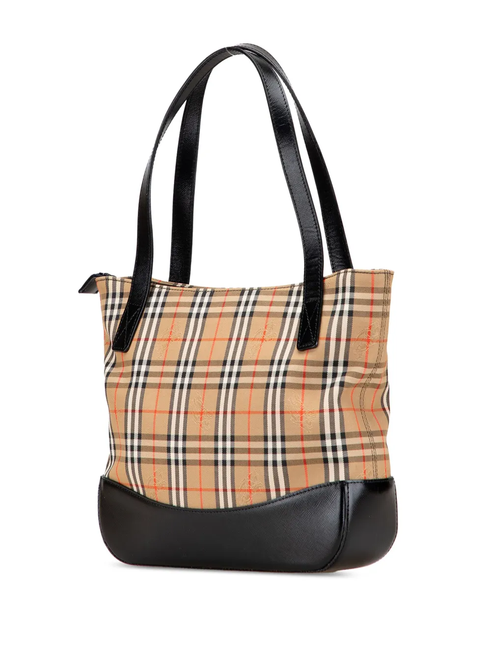 Pre-owned Burberry 20th Century Haymarket Check Canvas Tote Bag In Brown