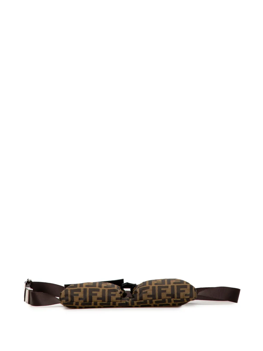 Pre-owned Fendi 2010-2025 Zucca Canvas Double Pocket Belt Bag In Brown
