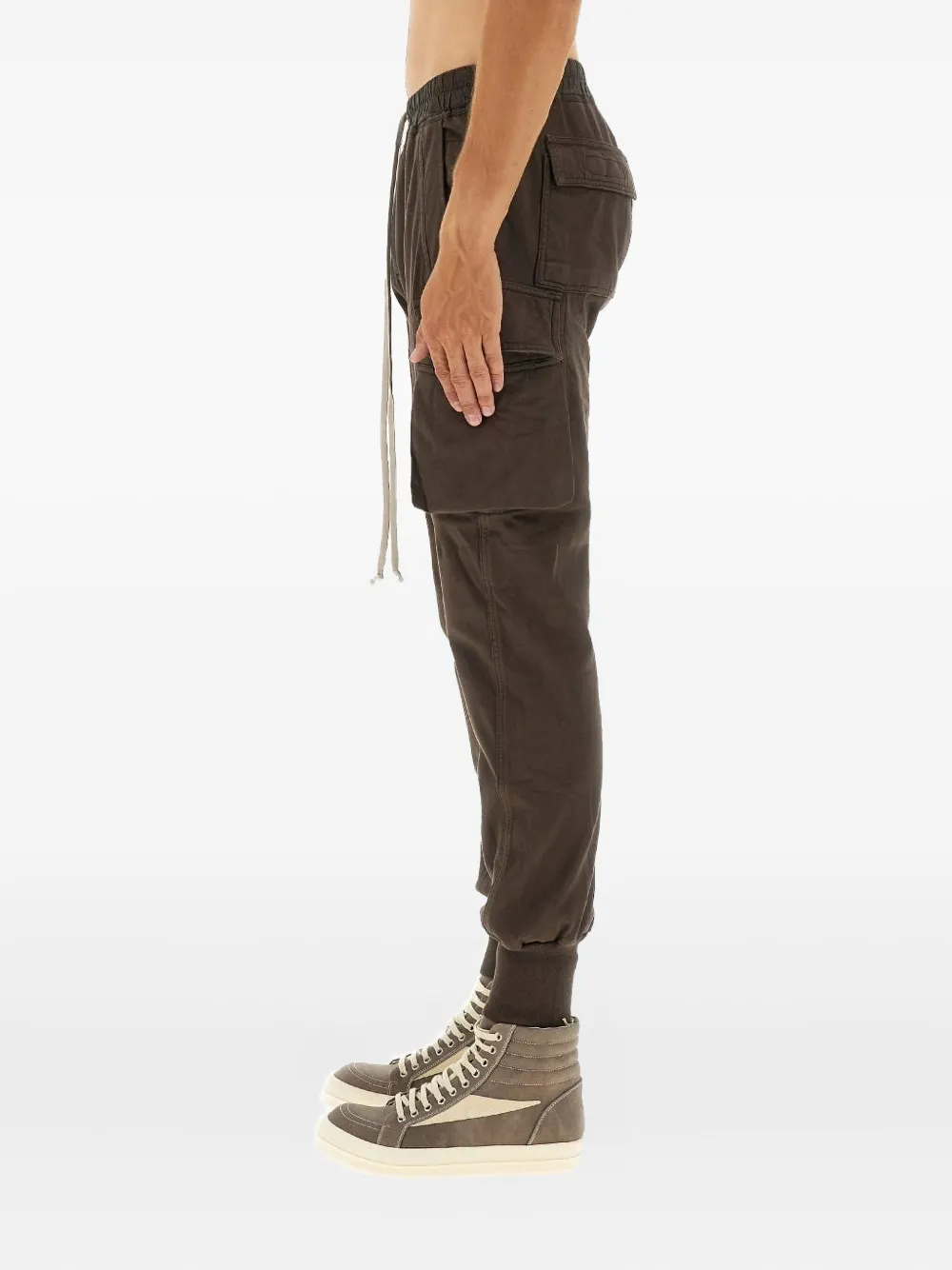 Rick Owens Drkshdw Drawstring Cargo Pants In Brown
