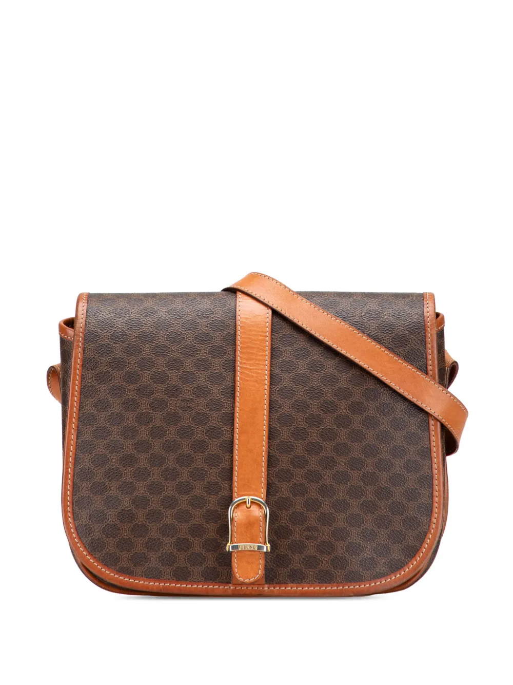 Pre-owned Celine 1992 Macadam Coated Canvas Crossbody Bag In Brown