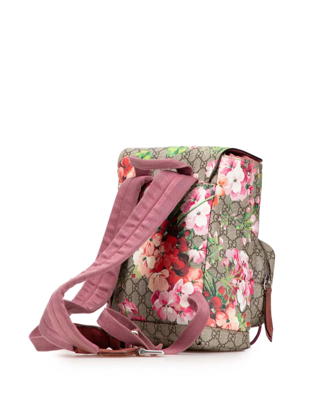 Pre-owned Gucci 2000-2015 Small Gg Supreme Blooms Single Buckle Backpack In Brown
