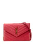 Saint Laurent Pre-Owned 2017 Grain De Poudre Chevron Monogram Envelope Wallet on Chain crossbody bag - Red