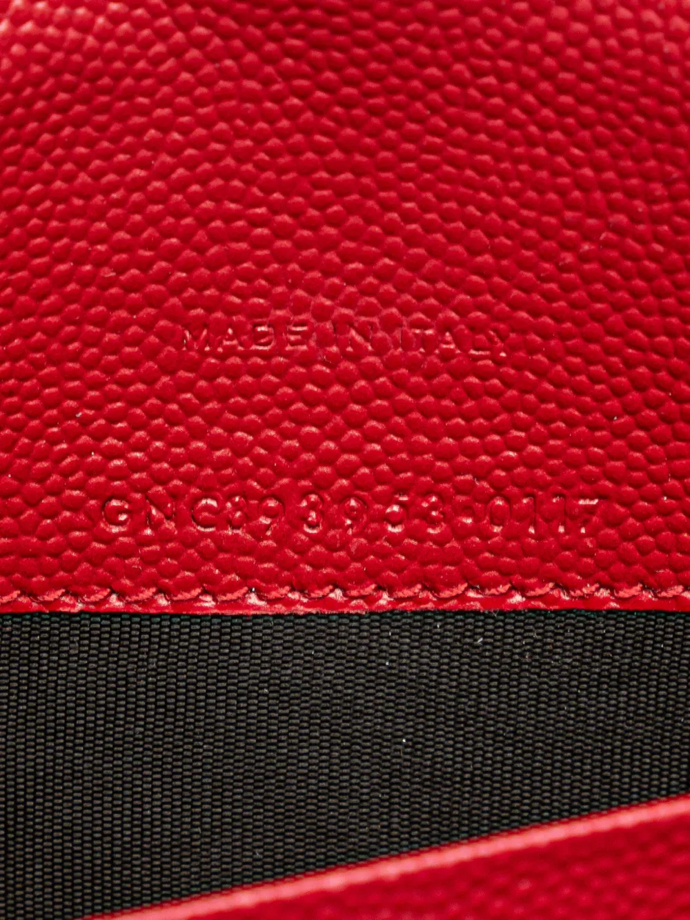 Pre-owned Saint Laurent 2017 Grain De Poudre Chevron Monogram Envelope Wallet On Chain Crossbody Bag In Red