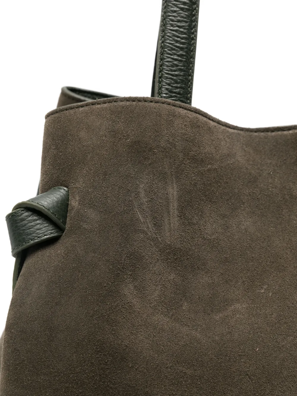 Yuzefi Gyoza Tie-detail Suede Tote Bag In Green