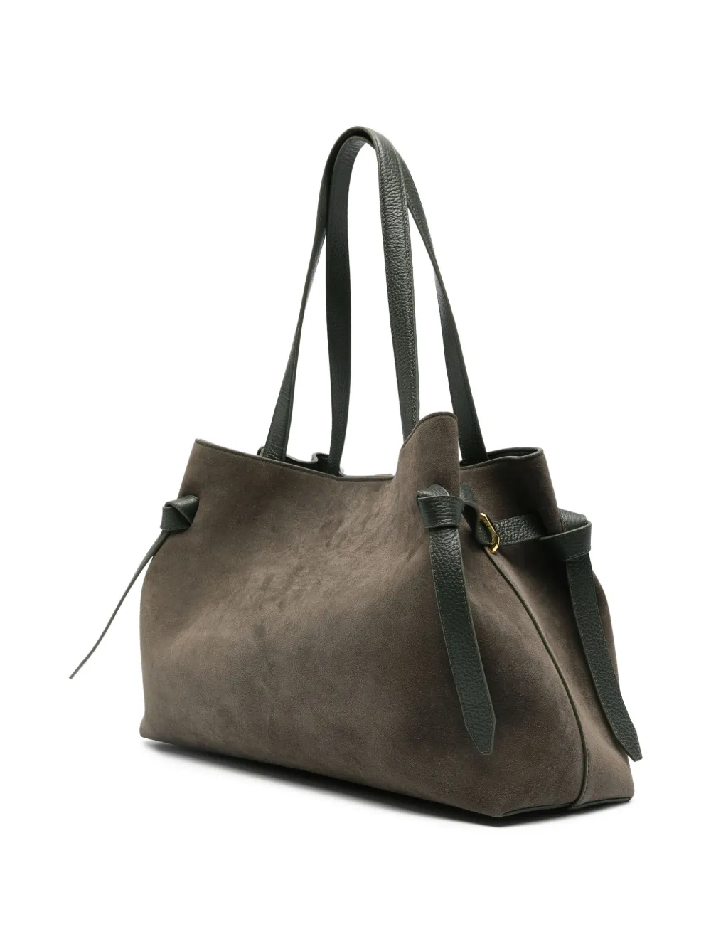 Yuzefi Gyoza Tie-detail Suede Tote Bag In Green
