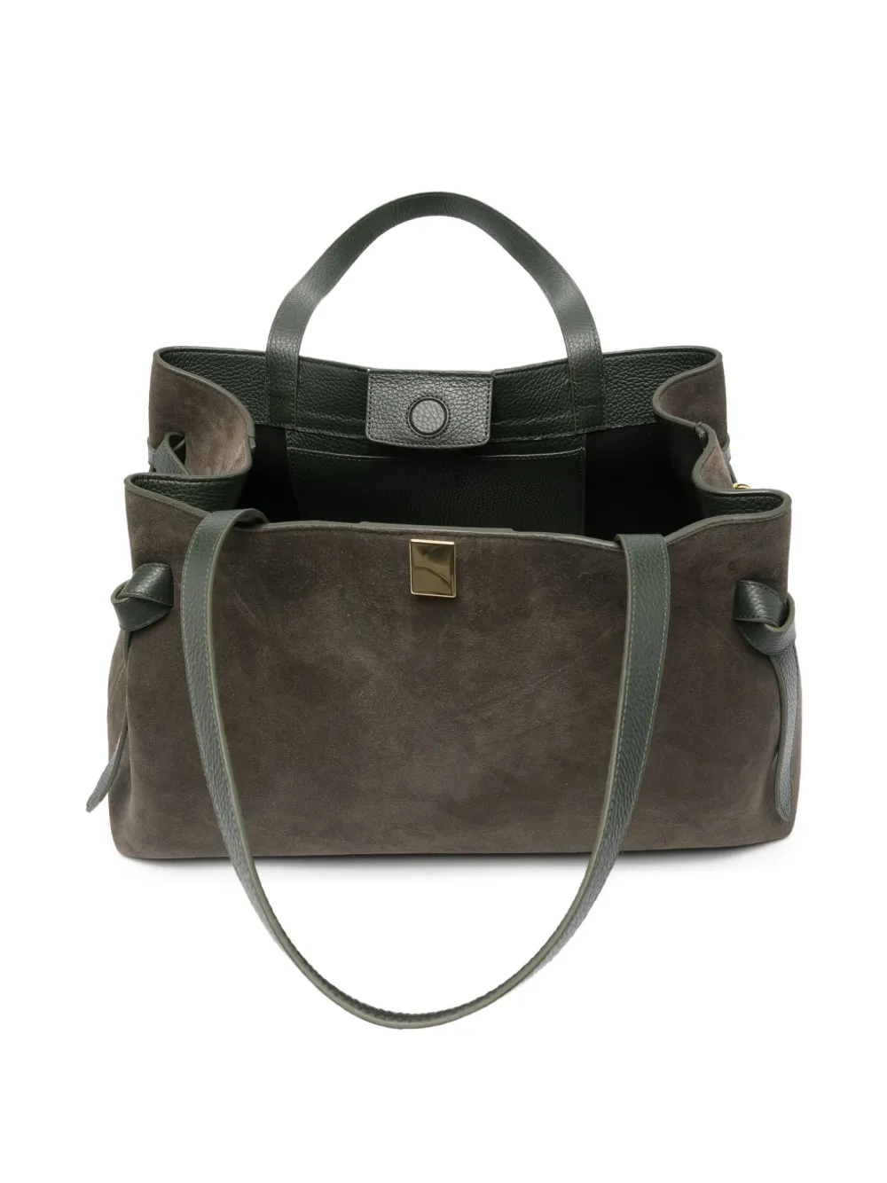Yuzefi Gyoza Tie-detail Suede Tote Bag In Green