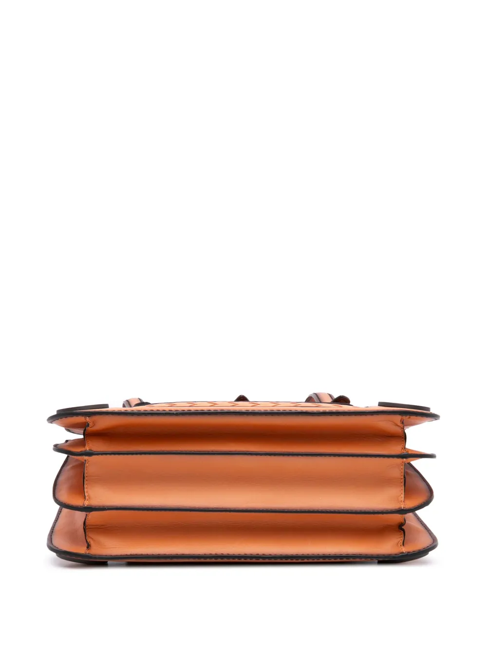 Pre-owned Bottega Veneta 2012-2025 Calfskin Intreccio Border Sphere Tote Bag In Orange