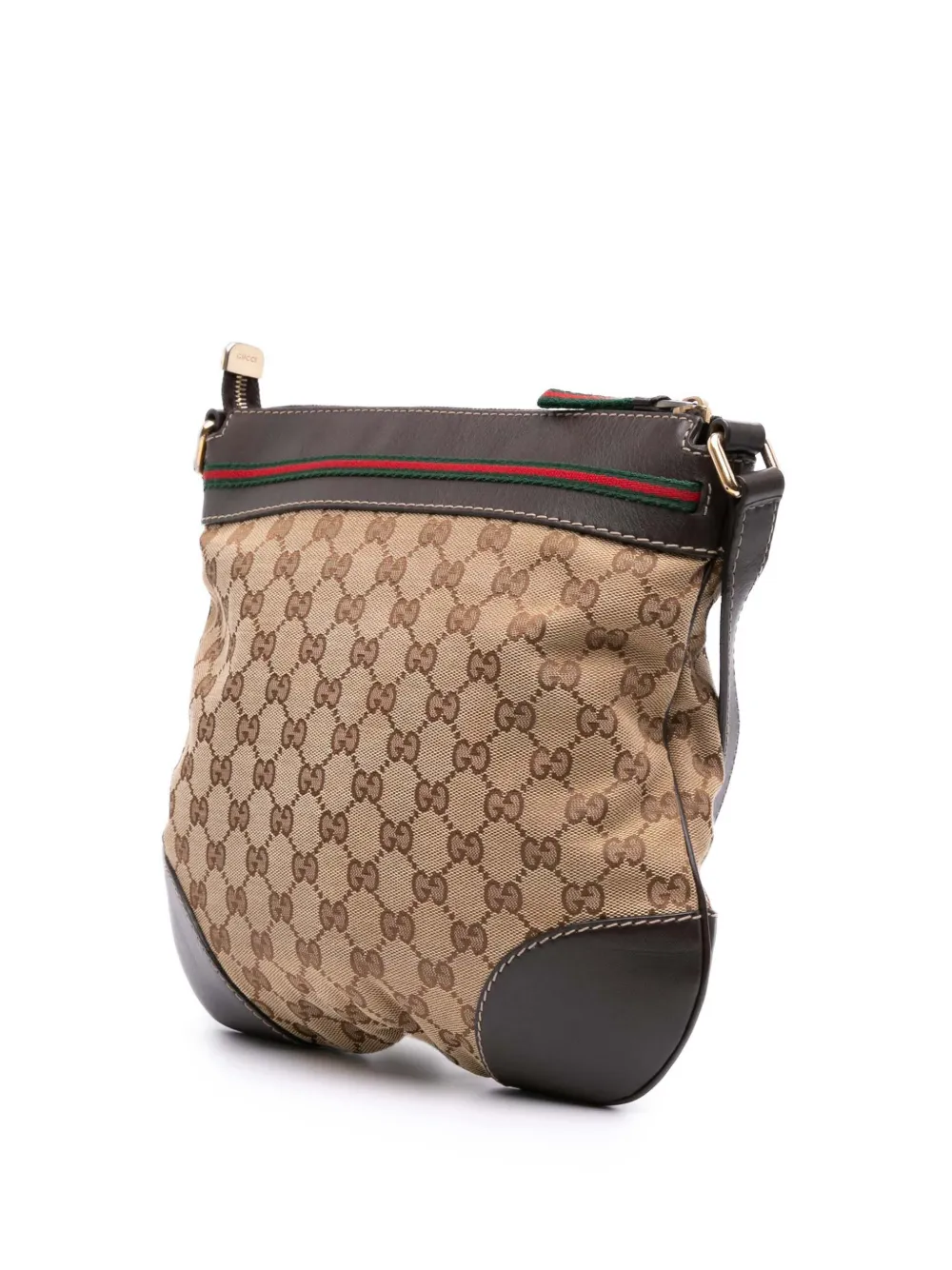Pre-owned Gucci 2016-2025 Gg Canvas Web Mayfair Crossbody Bag In Brown