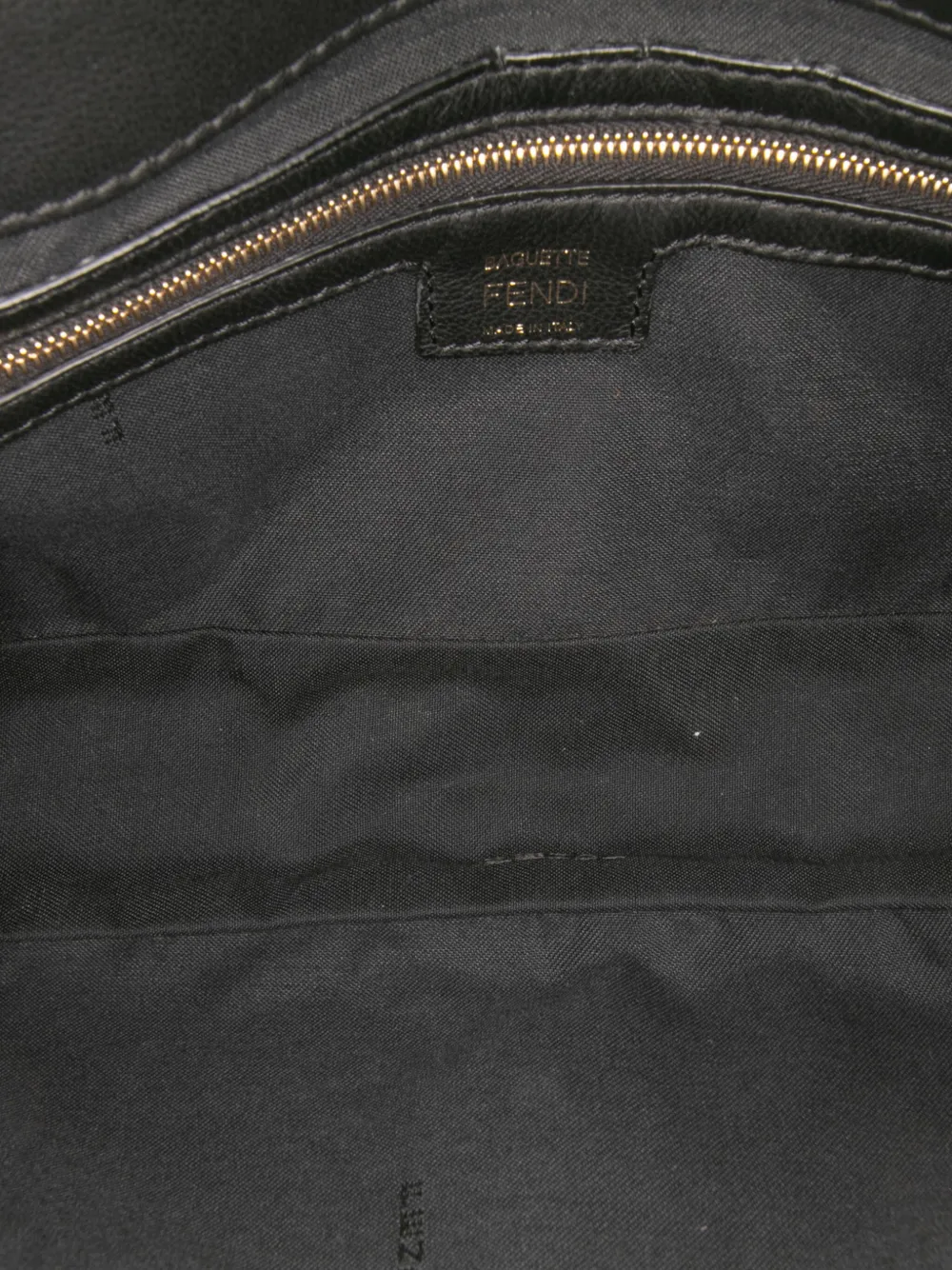 Pre-owned Fendi 2000-2010 Zucca Embossed Leather Baguette Satchel In Black