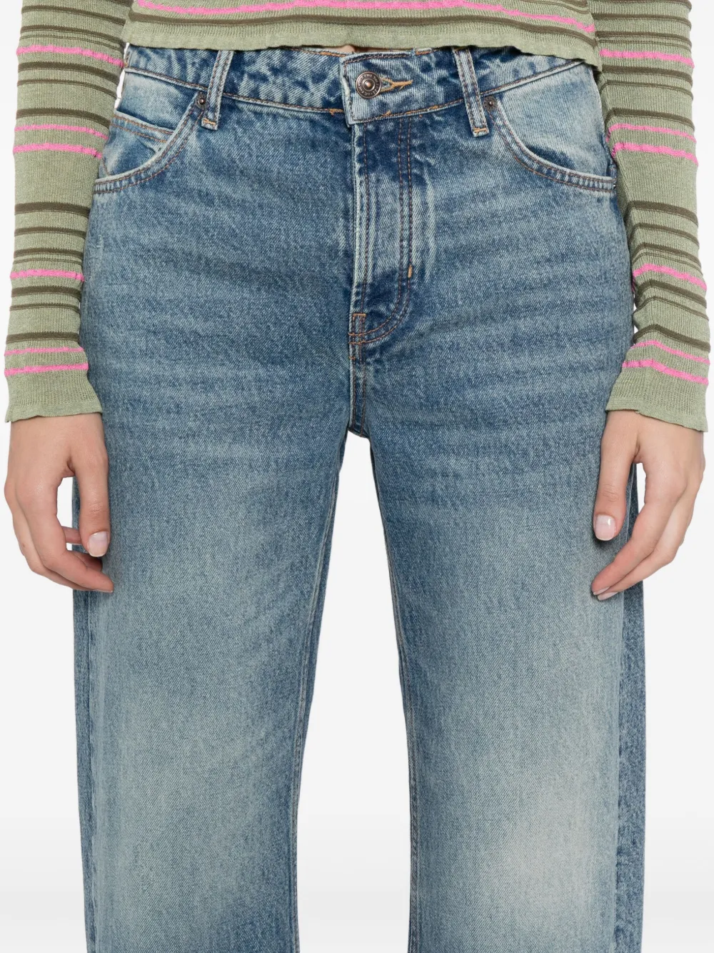 Free People Deep Trance Dropped Boyfriend Jeans Blauw