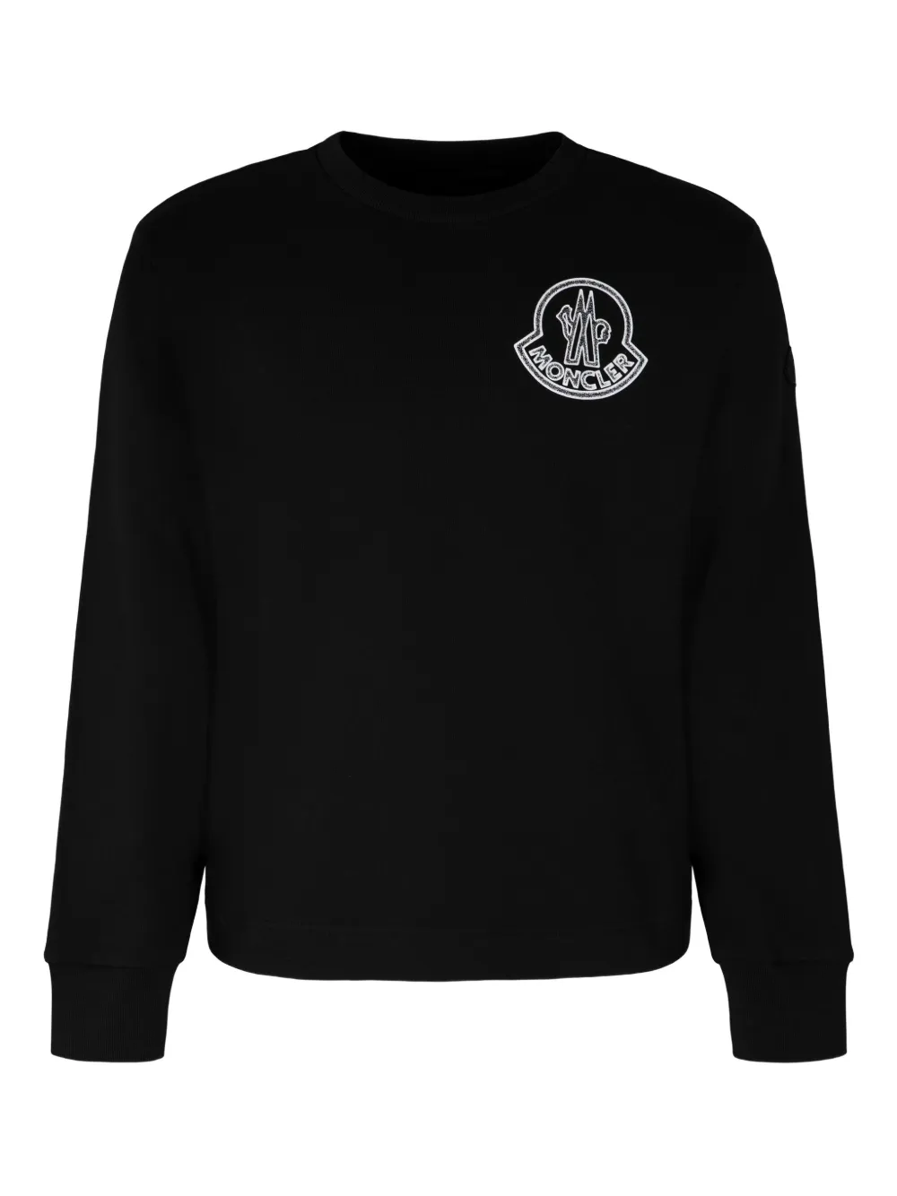 Moncler logo-patch crew-neck cotton sweatshirt | Black | Image 1