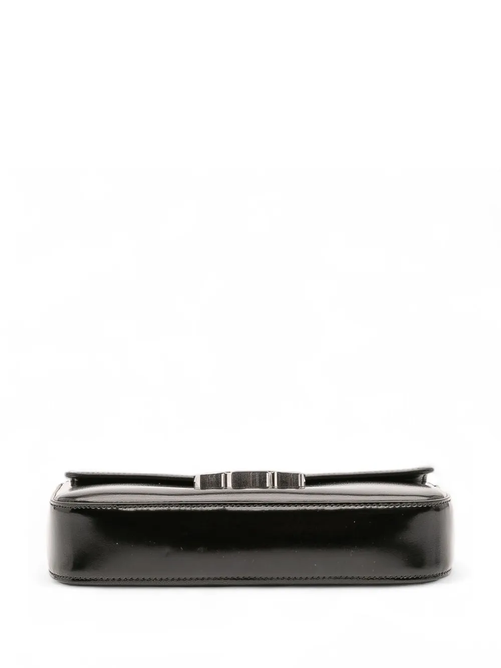 Pre-owned Celine 2023 Shiny Calfskin Claude Chain Shoulder Bag In Black