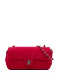 CHANEL Pre-Owned 2009-2010 Quilted Jersey East West Single Flap shoulder bag - Pink