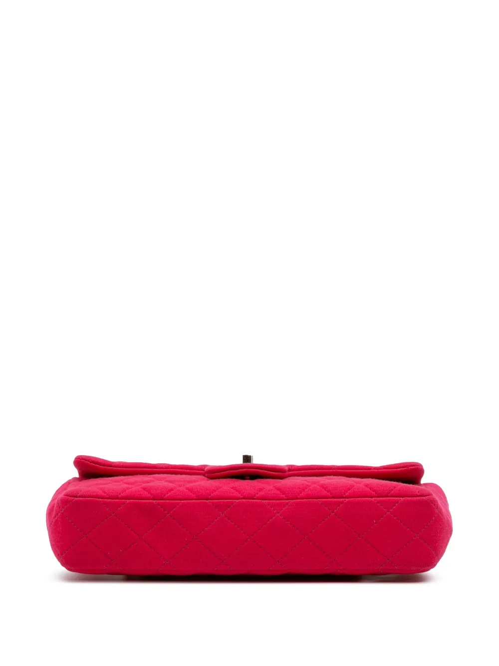 Pre-owned Chanel 2009-2010 Quilted Jersey East West Single Flap Shoulder Bag In Pink