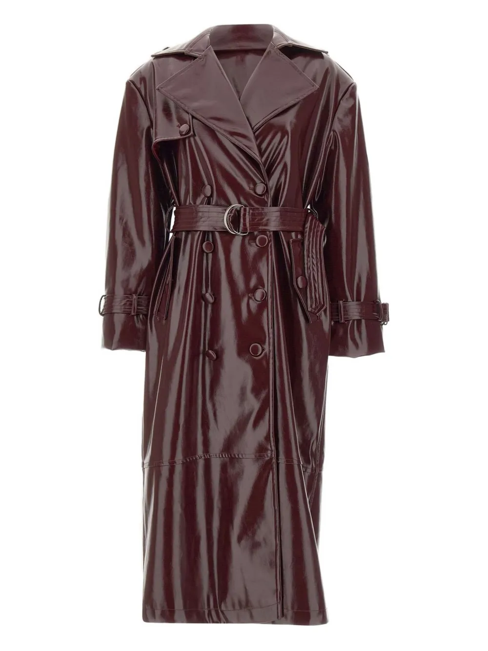 TWENTY FOURHAITCH belted vinyl trench coat | Red | Image 1