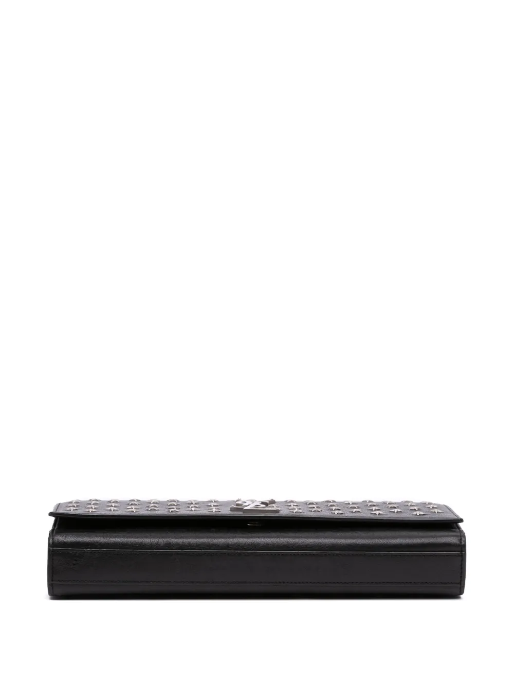Pre-owned Saint Laurent 2015 Leather Star Studded Cassandre Clutch Bag In Black