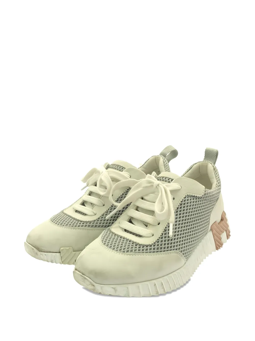 Hermès Pre-Owned Bouncing suède sneakers met mesh - Beige