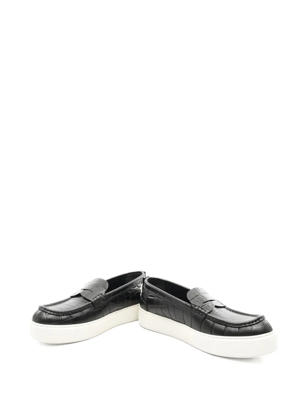 Pre-owned Louis Vuitton Crocodile-embossed Slip-ons In Black