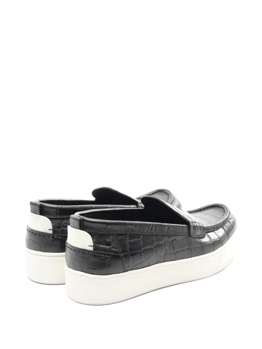 Pre-owned Louis Vuitton Crocodile-embossed Slip-ons In Black