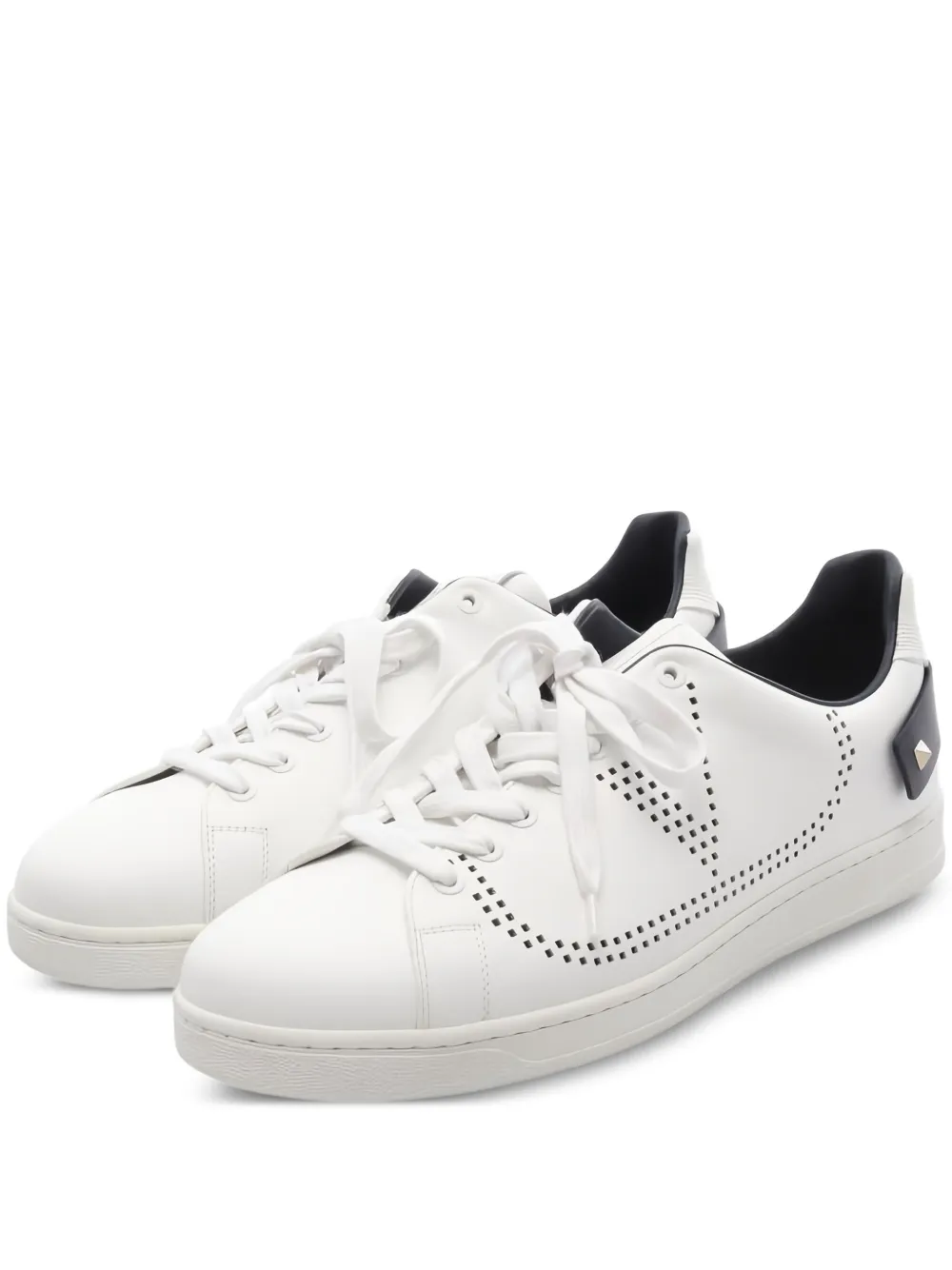 Valentino Garavani Pre-Owned Vロゴ ロックスタッズ スニーカー - ホワイト Valentino Garavani Pre-Owned Vロゴ ロックスタッズ スニーカー - ホワイト