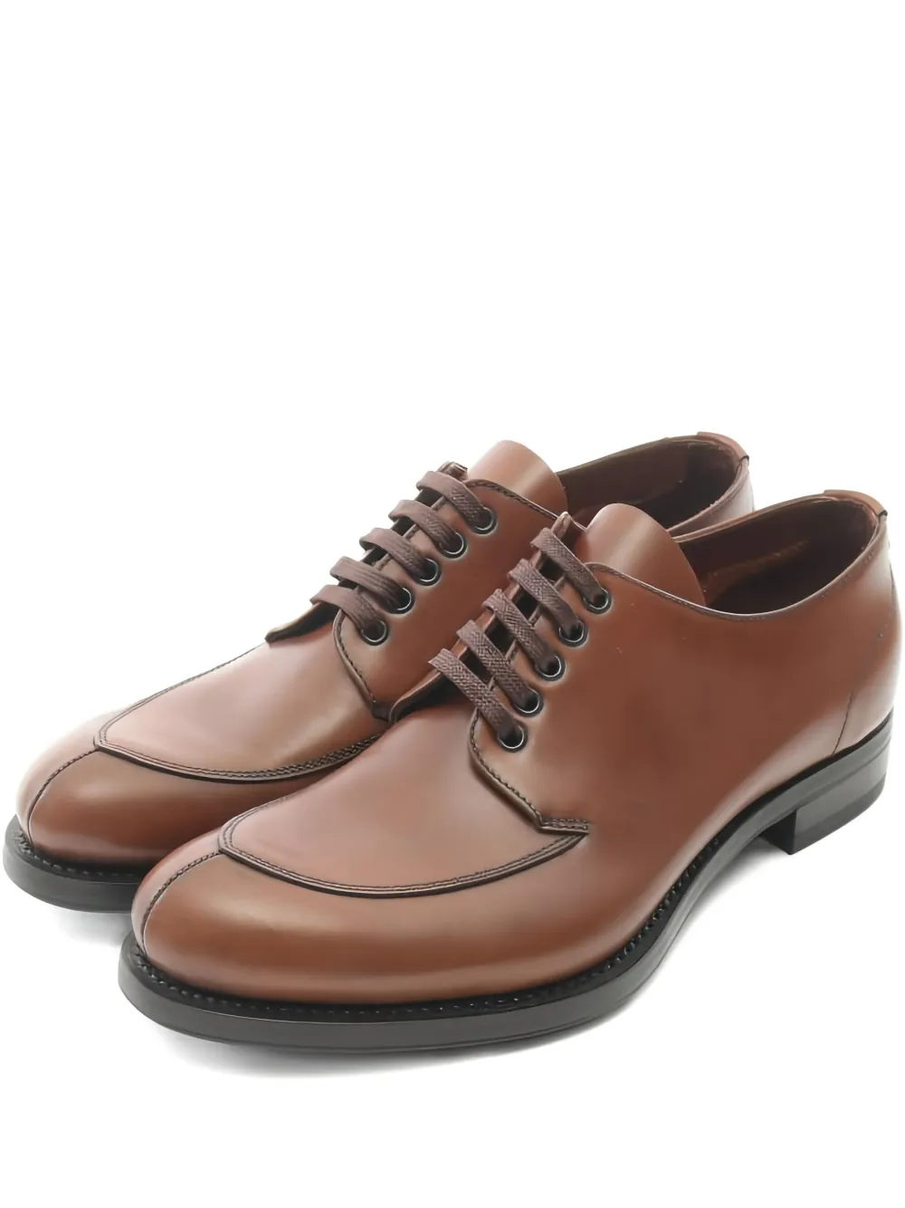Prada Pre-Owned U-tip leather derby shoes | Brown | Image 1