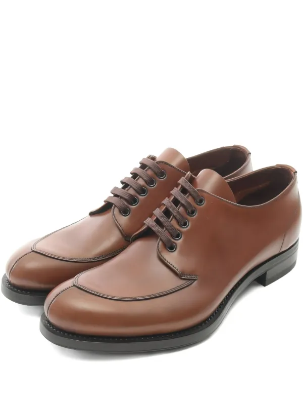 Prada Pre-Owned U-tip Leather Derby Shoes Brown FARFETCH PH