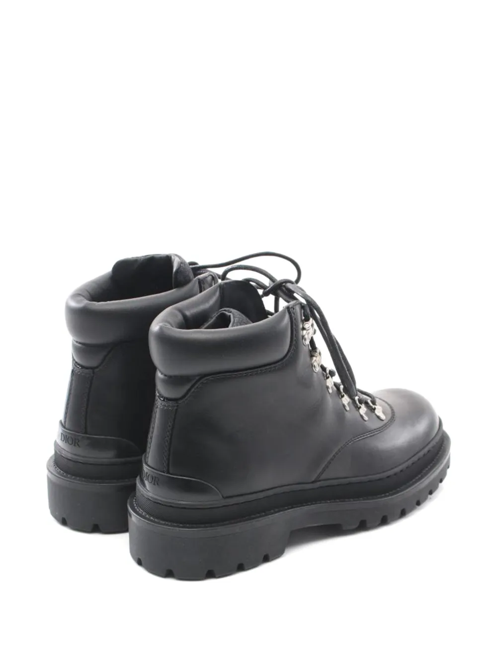 Pre-owned Dior Leather Lace-up Boots In Black