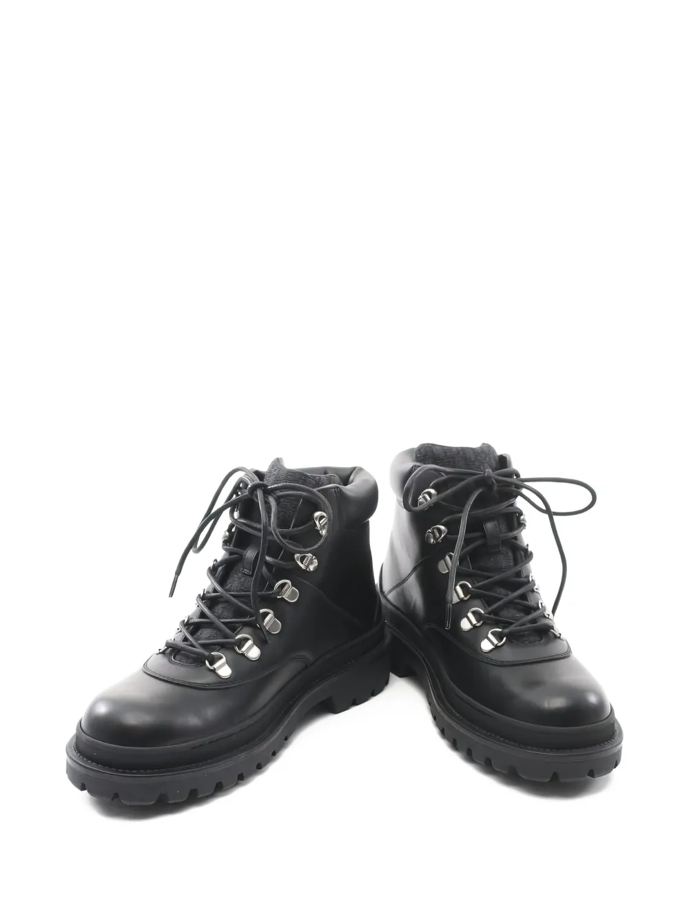 Pre-owned Dior Leather Lace-up Boots In Black