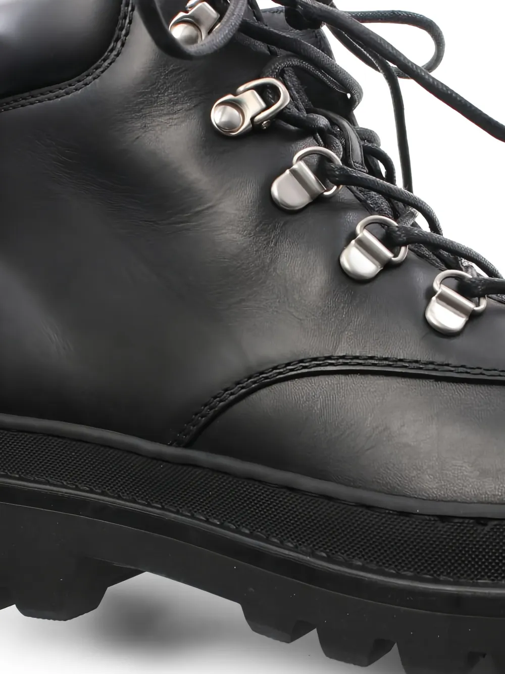 Pre-owned Dior Leather Lace-up Boots In Black