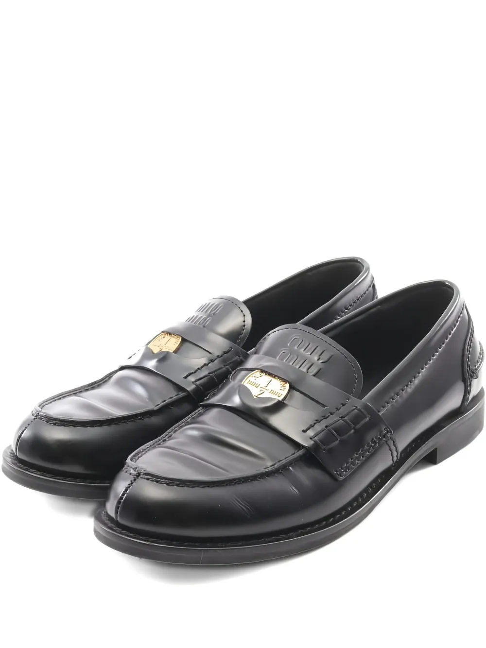 Miu Miu Pre-Owned leather penny loafers | Black | Image 1