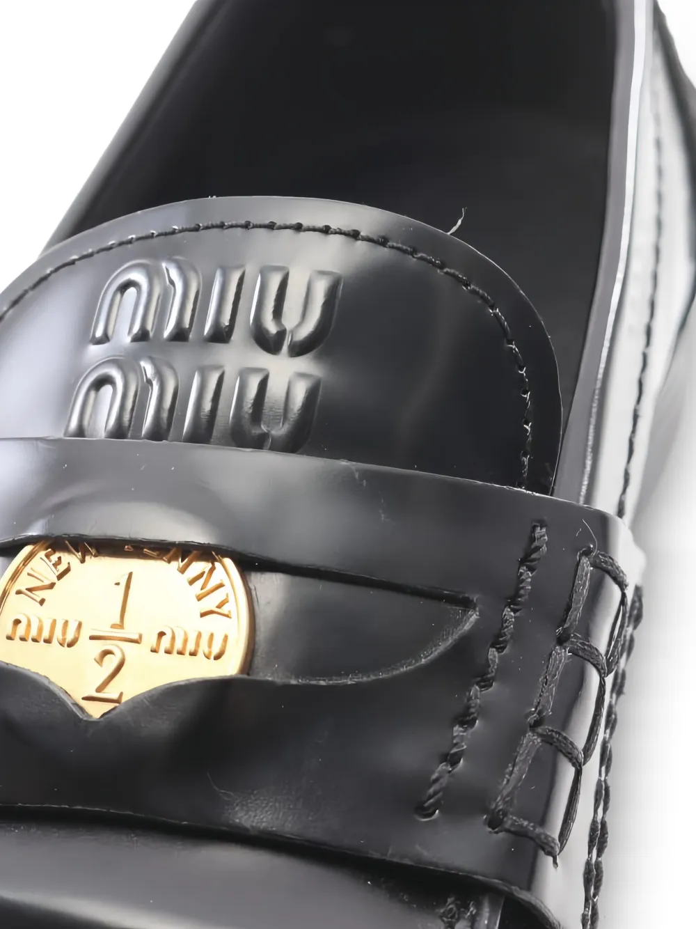 Pre-owned Miu Miu Leather Penny Loafers In Black