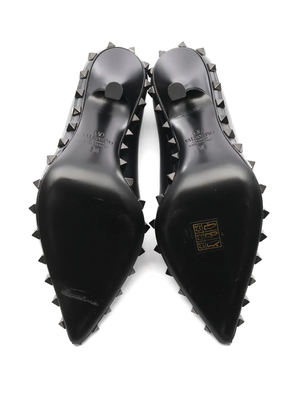 Pre-owned Valentino Garavani 100mm Rockstud Pointed-toe Pumps In Black