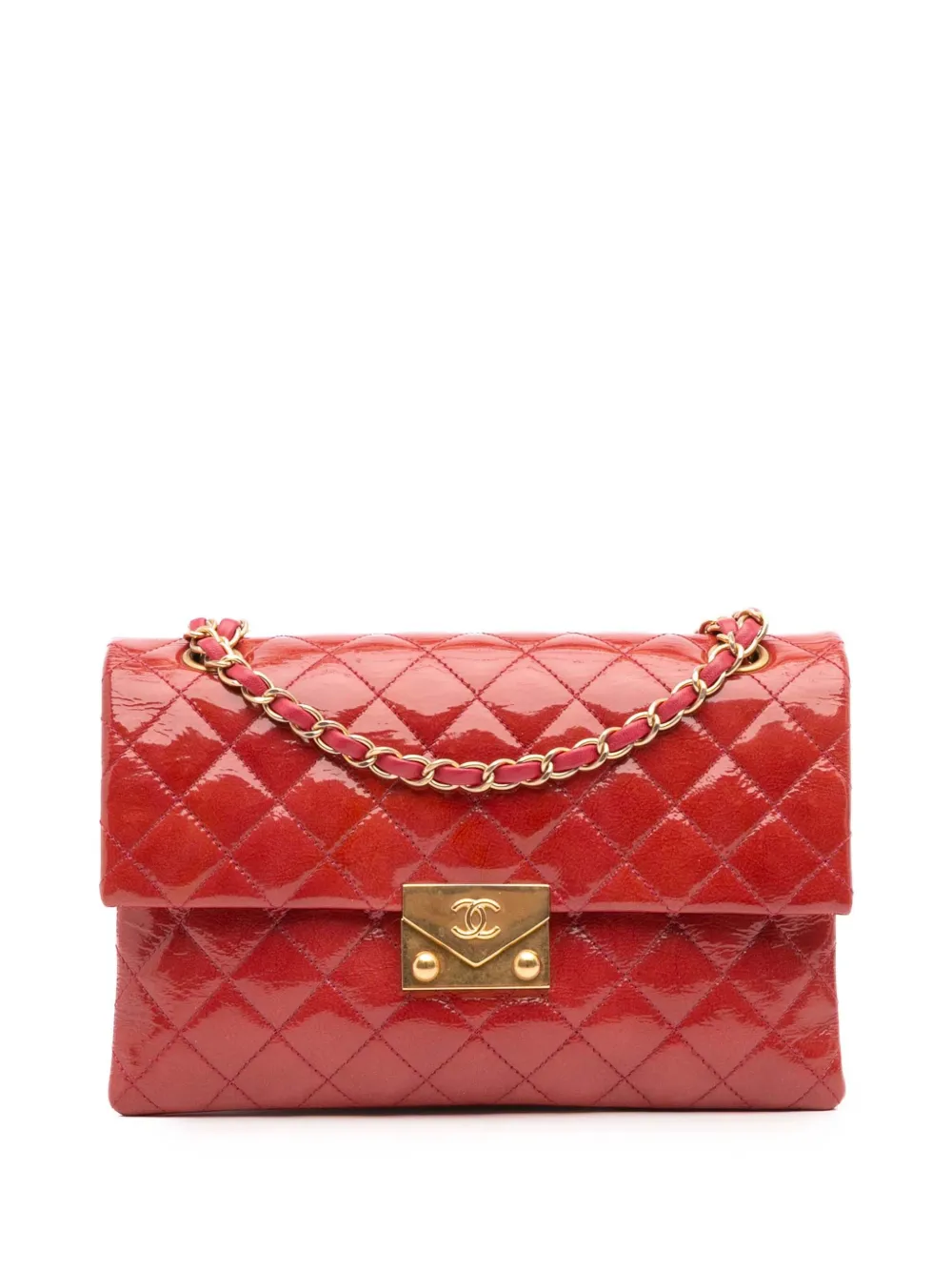 CHANEL Pre-Owned 2015-2016 Quilted Patent Goatskin Pagoda Accordion CHANEL Pre-Owned 2015-2016 Quilted Patent Goatskin Pagoda Accordion