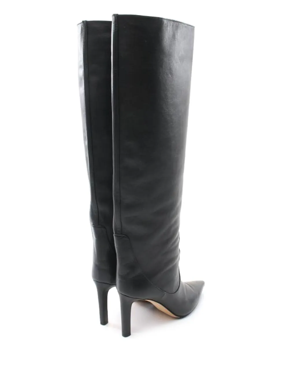 Pre-owned Jimmy Choo 80mm Pointed-toe Leather Boots In Black