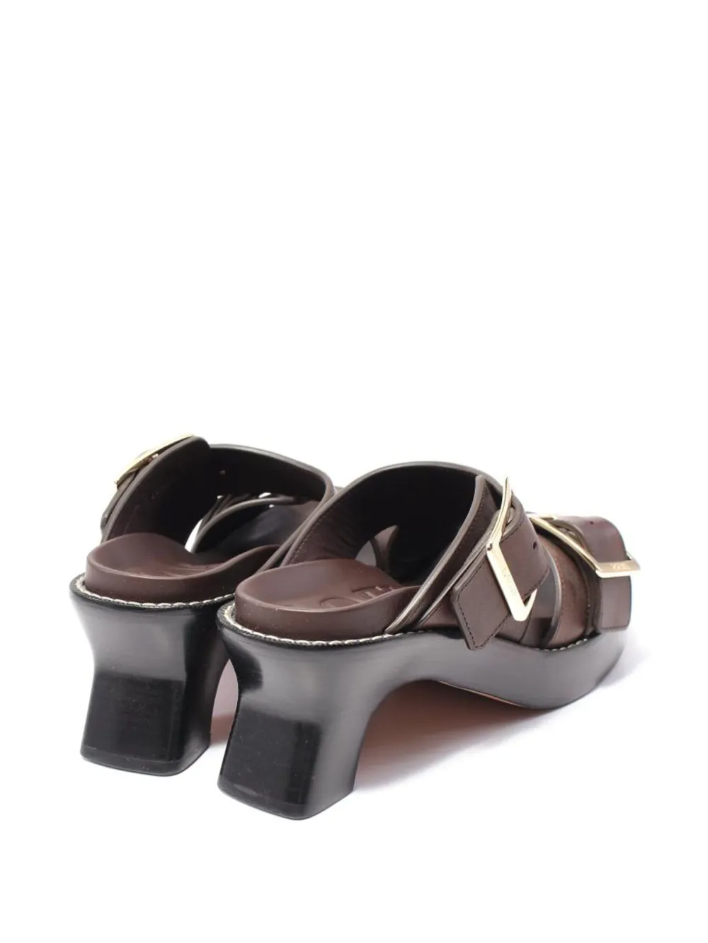 Pre-owned Loewe 85mm Ease Buckle-embellished Platform Sandals In Brown