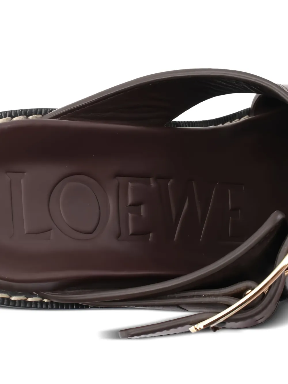 Pre-owned Loewe 85mm Ease Buckle-embellished Platform Sandals In Brown