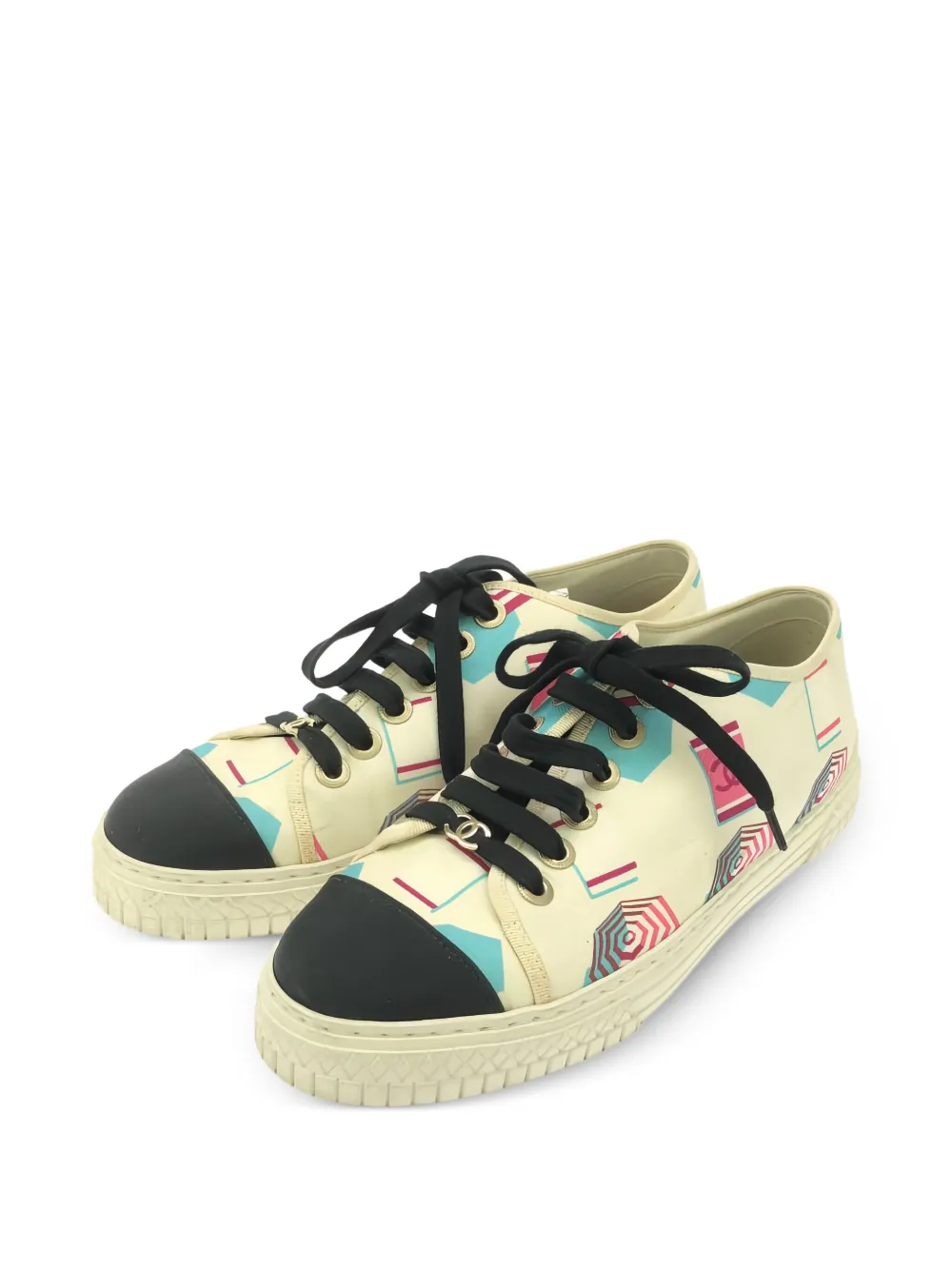 CHANEL Pre-Owned Sneakers met resortprint - Wit