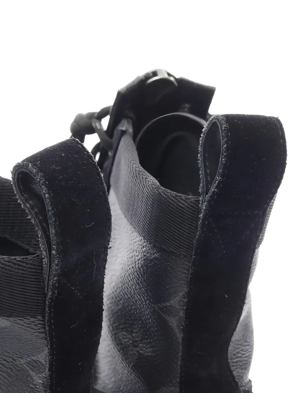 Pre-owned Louis Vuitton Eclipse-monogram Front-zip Ankle Boots In Black