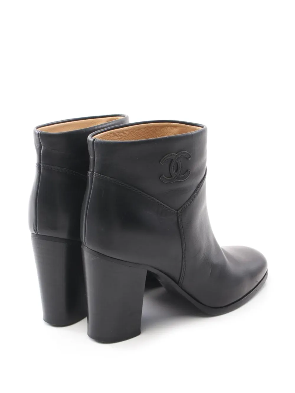 CHANEL Pre-Owned 80 mm laarzen met blokhak en logodetail - Zwart